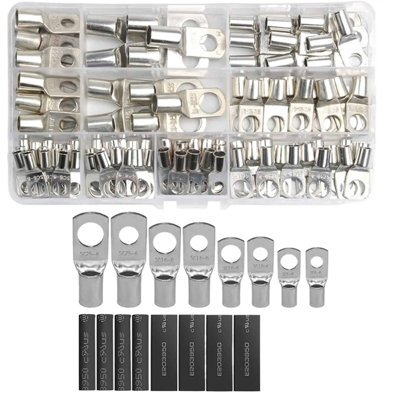 

220 шт. разъемы для клемм аккумулятора, наконечники для кабеля аккумулятора, разъемы для проводов 1/0 2 4 6 8 калибра, шпильки 1/2 дюйма, 1/4 дюйма, 3/8 дюйма, 5/16 дюйма