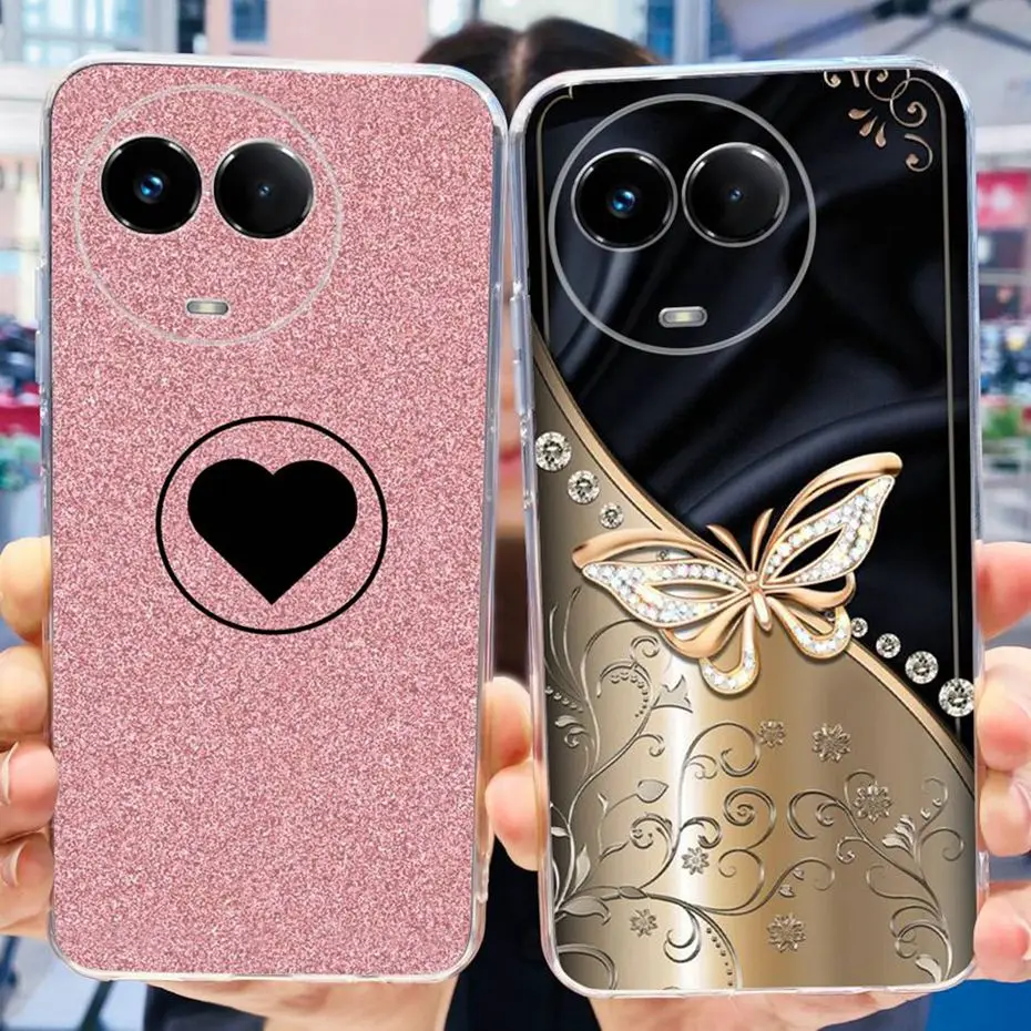 Cute Flower Cat Phone Case For Realme 11 5G Realme11x 2023 Soft Solicone TPU Back Cover For Realme 11X 11 5G RMX3780 RMX3785