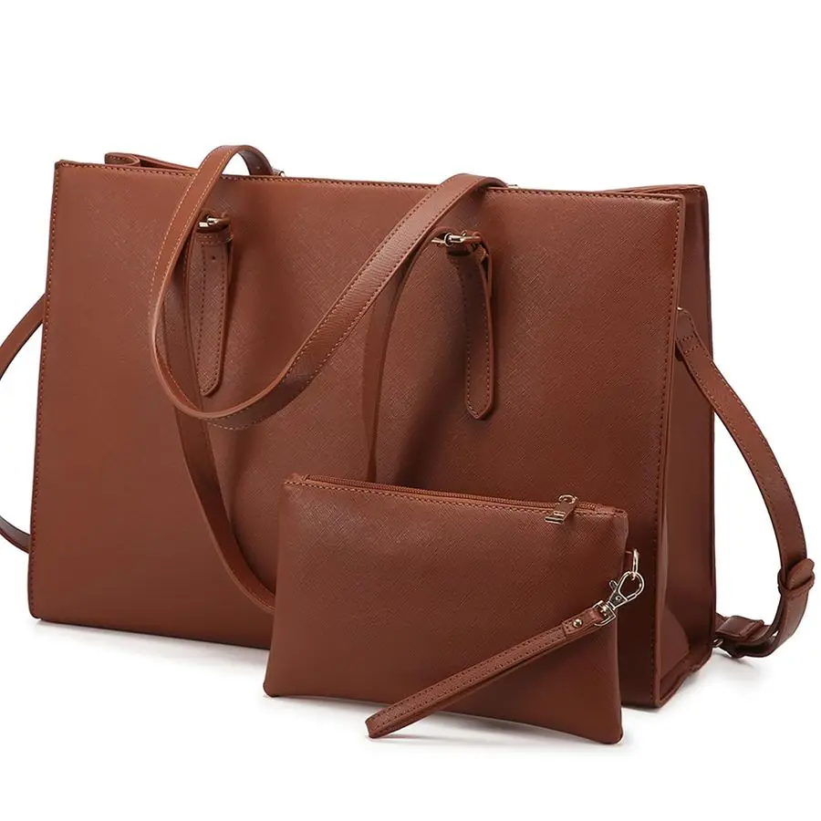 

Laptop Bag for Women, Fashion Computer Tote Bag Large Capacity Handbag, Leather Shoulder Bag Purse Set, Professional Business Wo