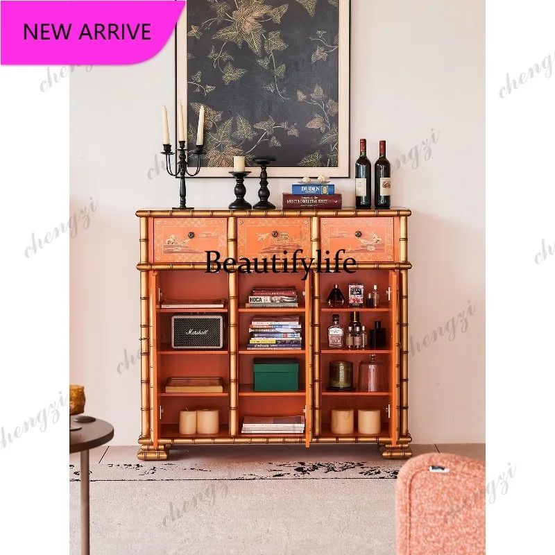 

MM85 French painted shoe cabinet American retro living room home storage locker decorative cabinet