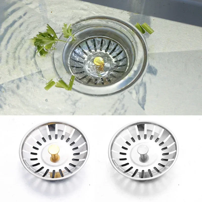 

Stainless Steel Kitchen Sink Filter Hole Sewer Drain Strainer Basin Sink Waste Filter Plug Bathtub Hair Catcher Stopper Bathroom