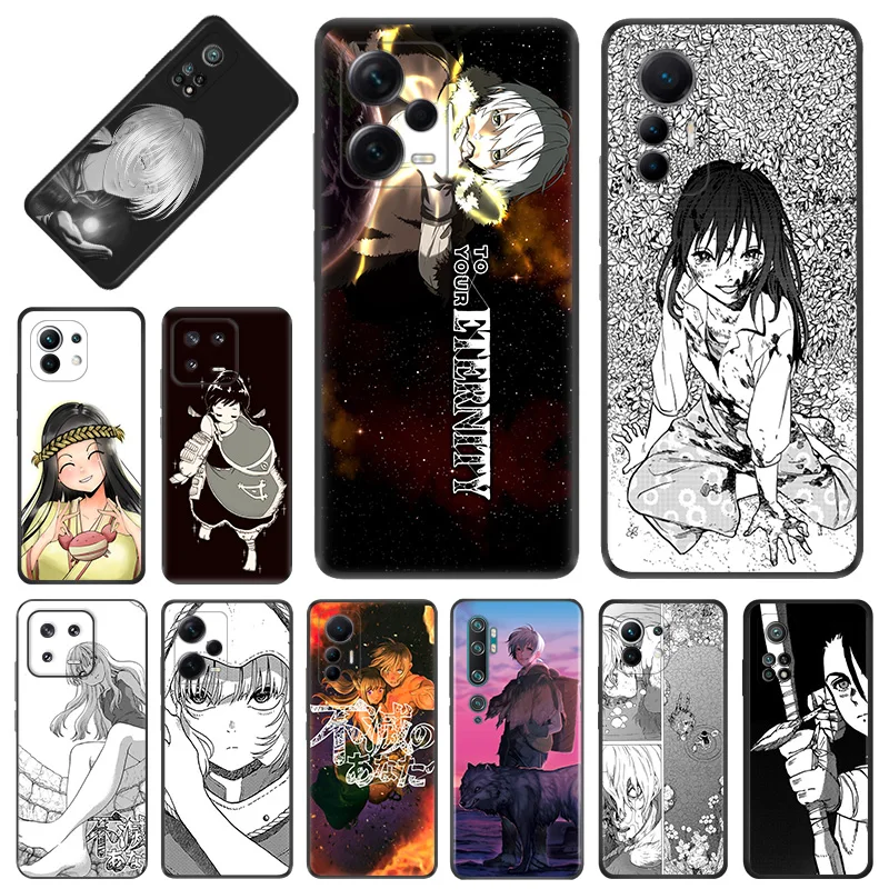 Phone Case for Xiaomi 13 12 12x 12t Pro Lite Redmi Note13 Note12 13c 12c 12s Anime To Your Eternity Soft Black Anti-Drop Cover