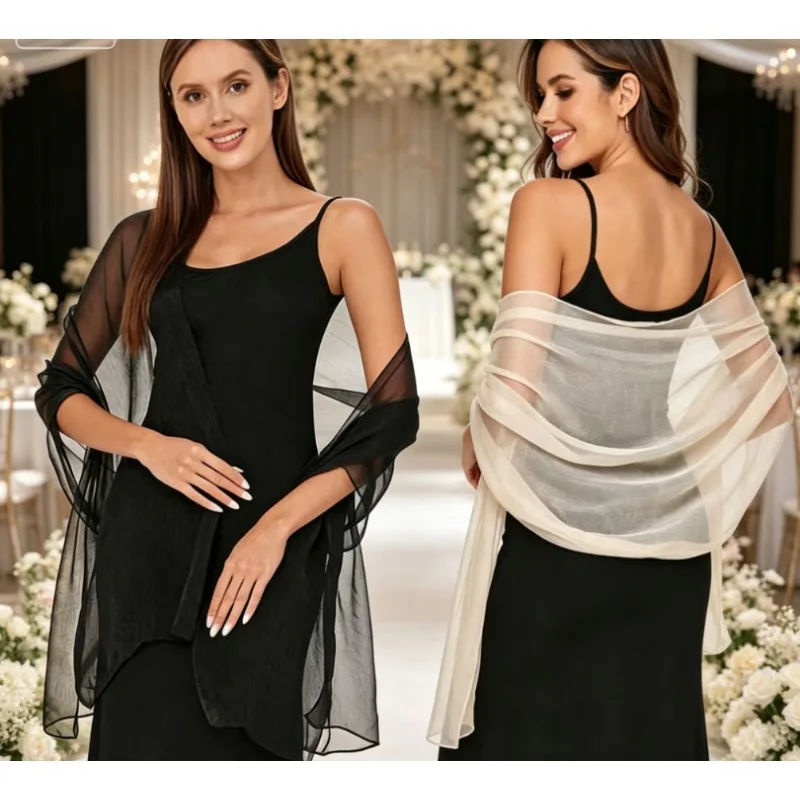 New shawl skirt with brides bridesmaids pearlescent tulle shawl ball banquet cheongsam evening dress shawl