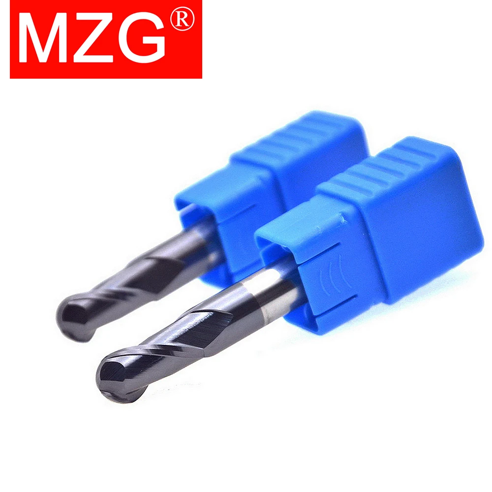 MZG 2 Flute HRC58 Ball End Mill Tungsten Carbide Cutter CNC Router Bit Milling Cutter Tool R0.5 6mm 8mm 10-20mm For Metal Steel