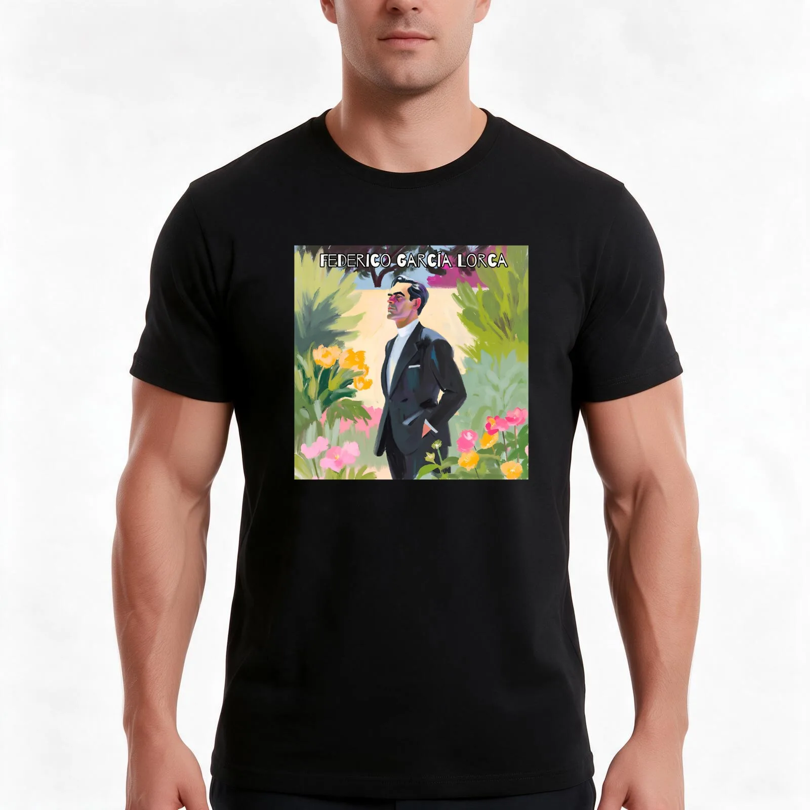 Portrait of Federico Garcia Lorca T-Shirt, Summer Casual Cotton Tee, Oversized Streetwear Tops, Vintage Graphic Print