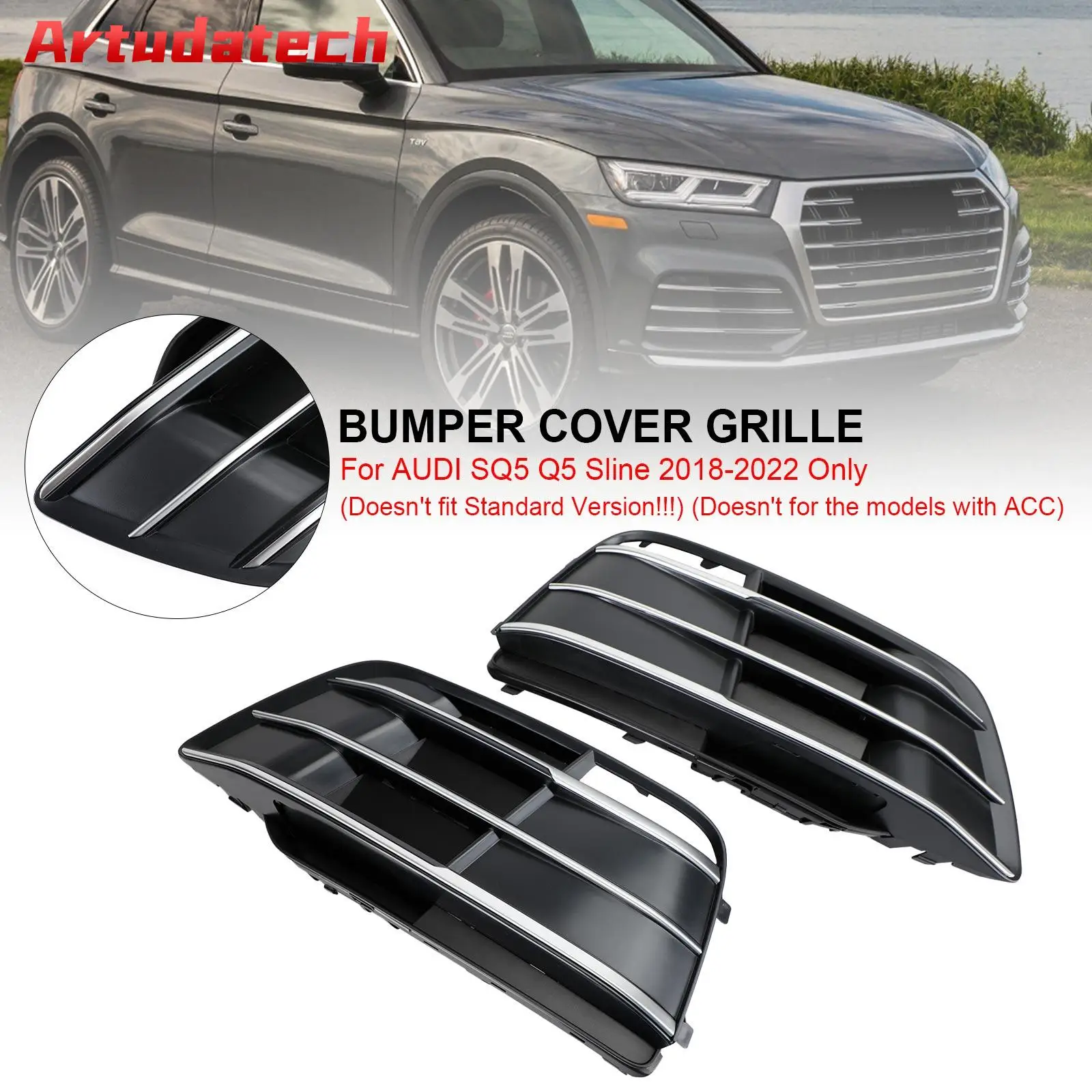 

Artudatech Front Bumper Grille Grill 80A807679MRU6 Fit For Audi Q5 SQ5 2018-2022 Pre-Facelift Car Accessories