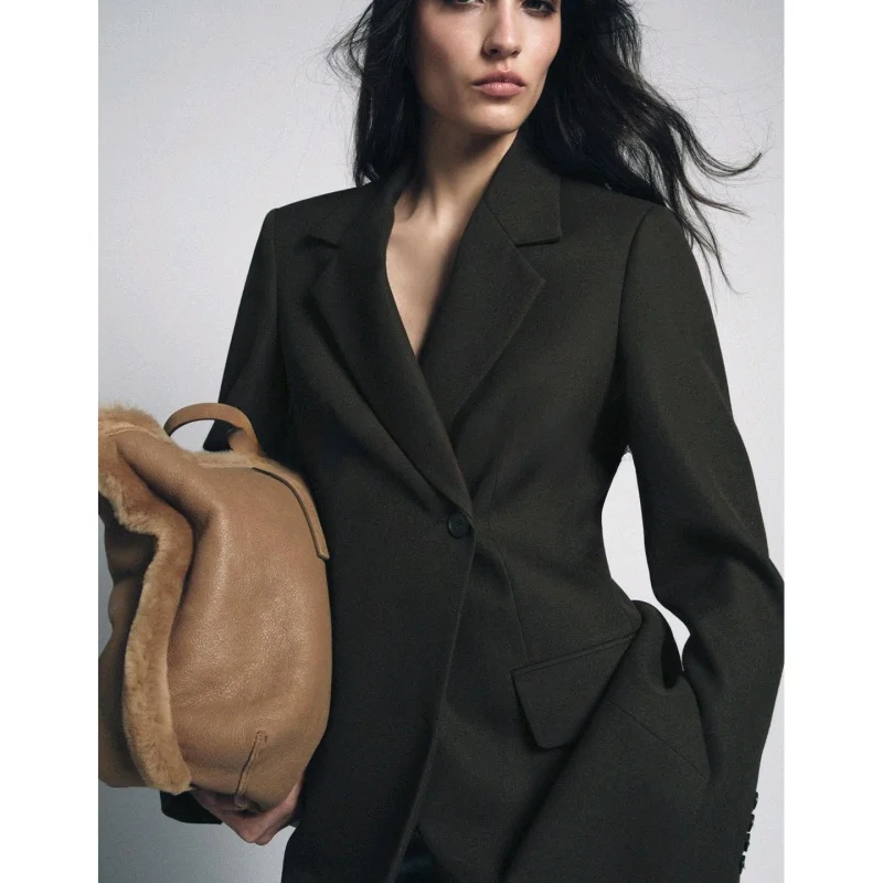 شتاء جديد المرأة سليم صالح طويل Sve البدلة Jaet Commute Sle الشق التلبيب كيت التفاصيل ألياف البوليستر مكتب ارتداء