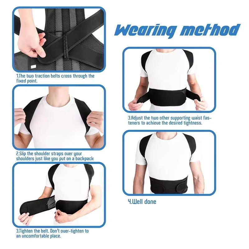 Reinforced Belt Lumbar Column Posture Corrector Vest Adjustable Back Support Strap Shoulder Spine Brace Neck Stretcher Trainer view 5