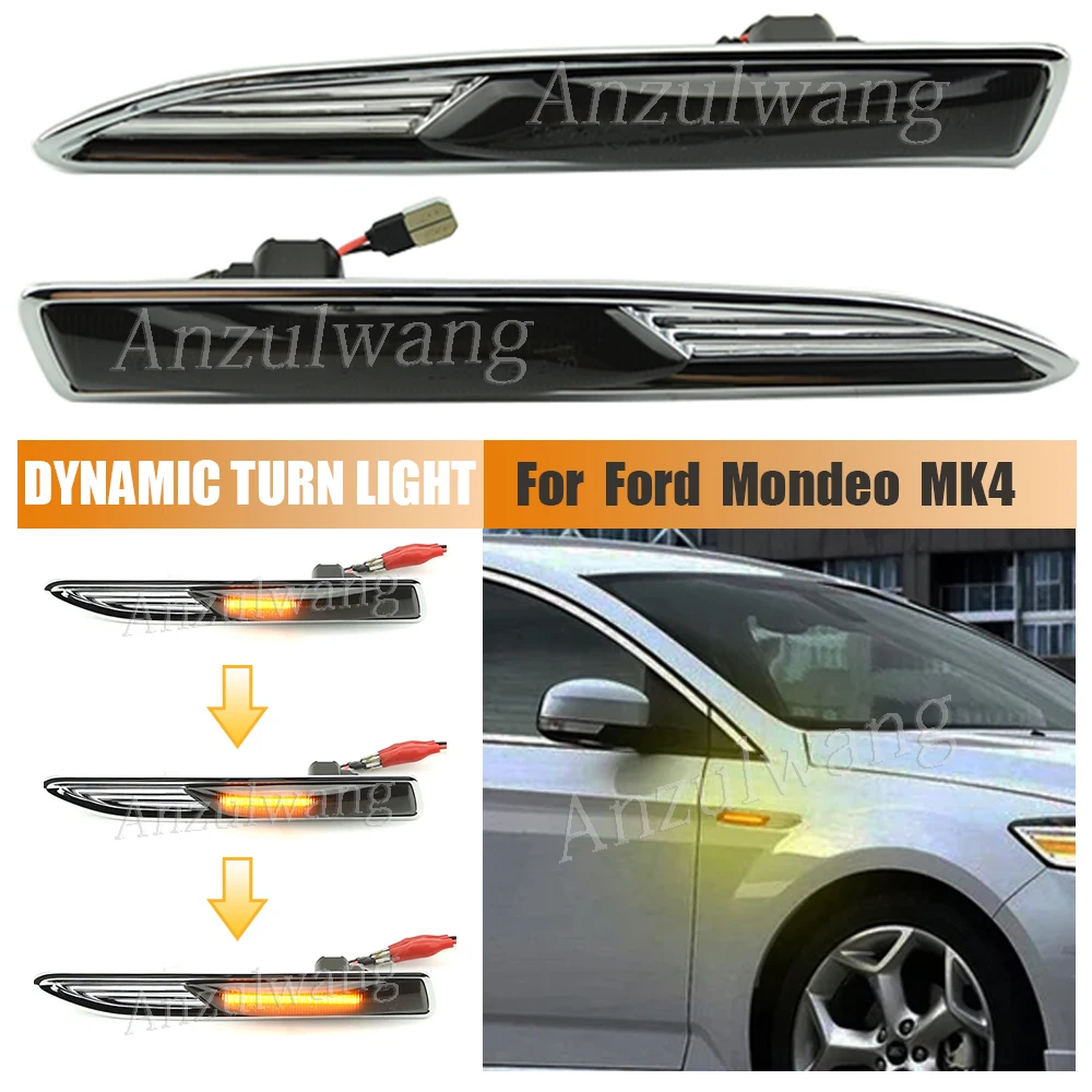 

2 шт. для Ford Mondeo Mk4 Hatchback Saloon Estate (BA7) 2007-2015 последовательный светодиодный динамический указатель поворота, боковой габаритный фонарь, мигалка