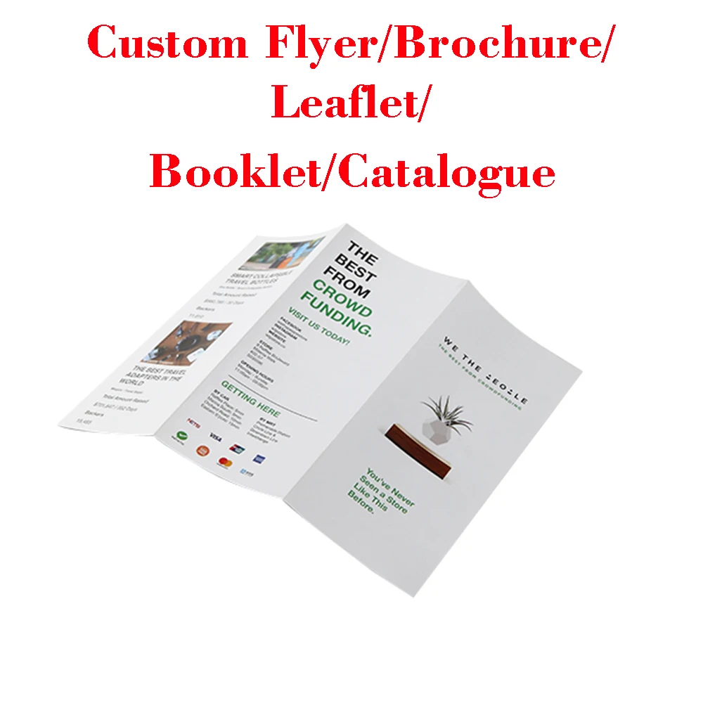 Custom Flyer Booklet Brochure Leaflet Any Size Design Full Color Coated Paper Leaflet Double Free Sample Tri-Fold Special Folder