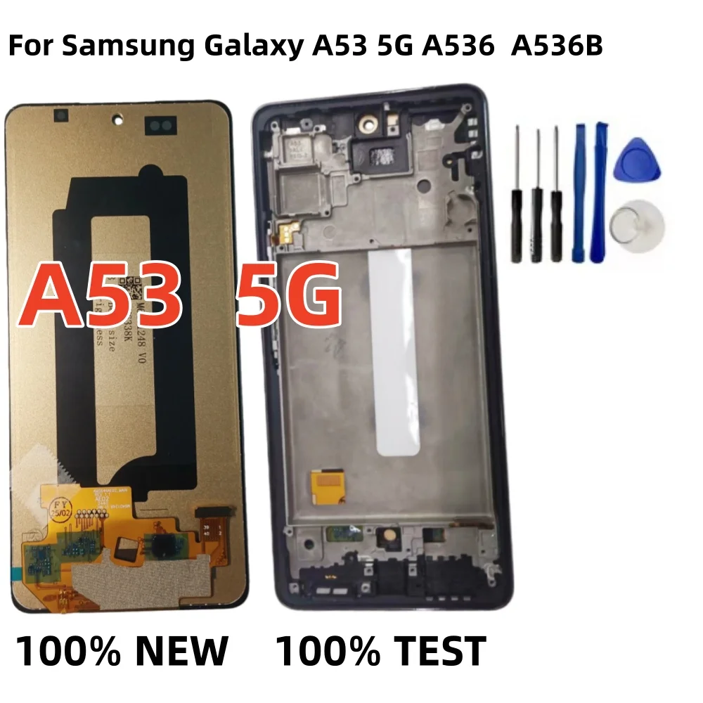 НОВЫЙ OLED-дисплей для Samsung Galaxy A53 5G A536 A536B A536U 536E, сменная панель сенсорного экрана с рамкой ЖК-дисплея в сборе