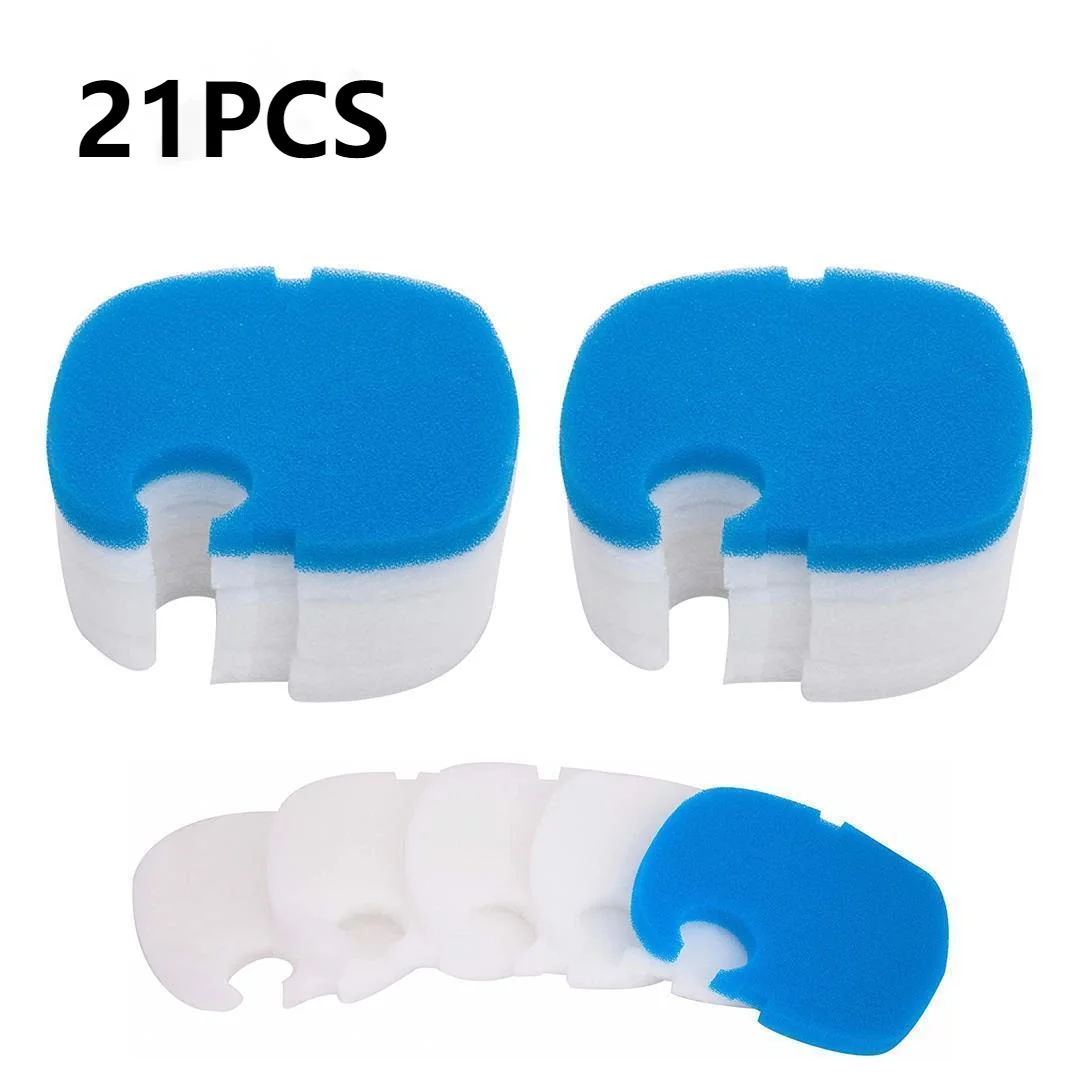 21PC Replacement Filter Pads fits SUNSUN AQUATOP HW-302 303 304 402 403 404 702 703 704 CF500 Aquarium Filters 2 Blue 6 White