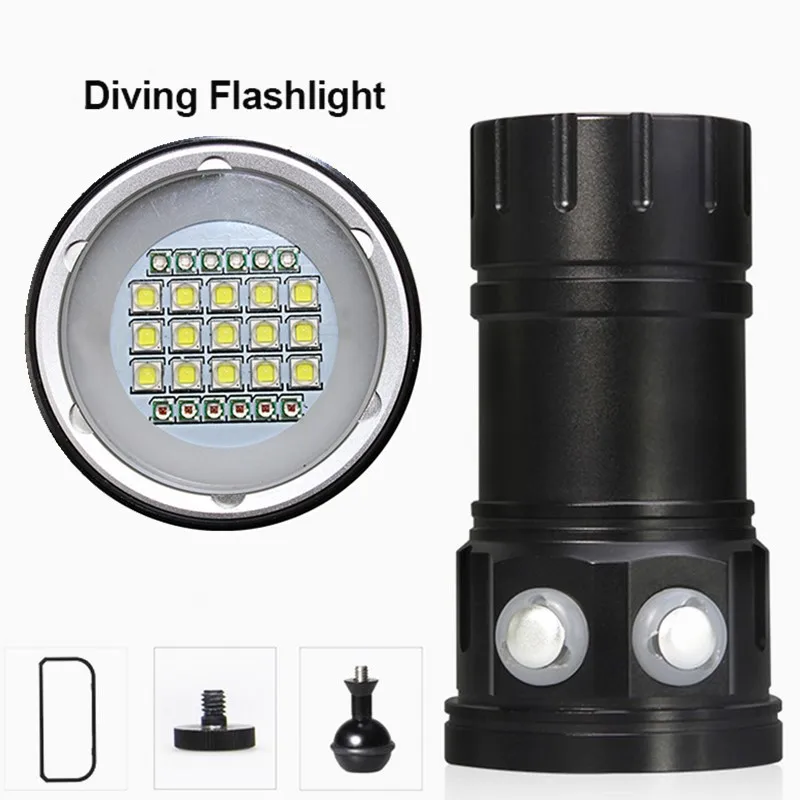 ZK30 Diving Photography Fill Torch High Power Rechargeable Led Flashlight Lanterna Self Defense Lighter Olight Power Bank