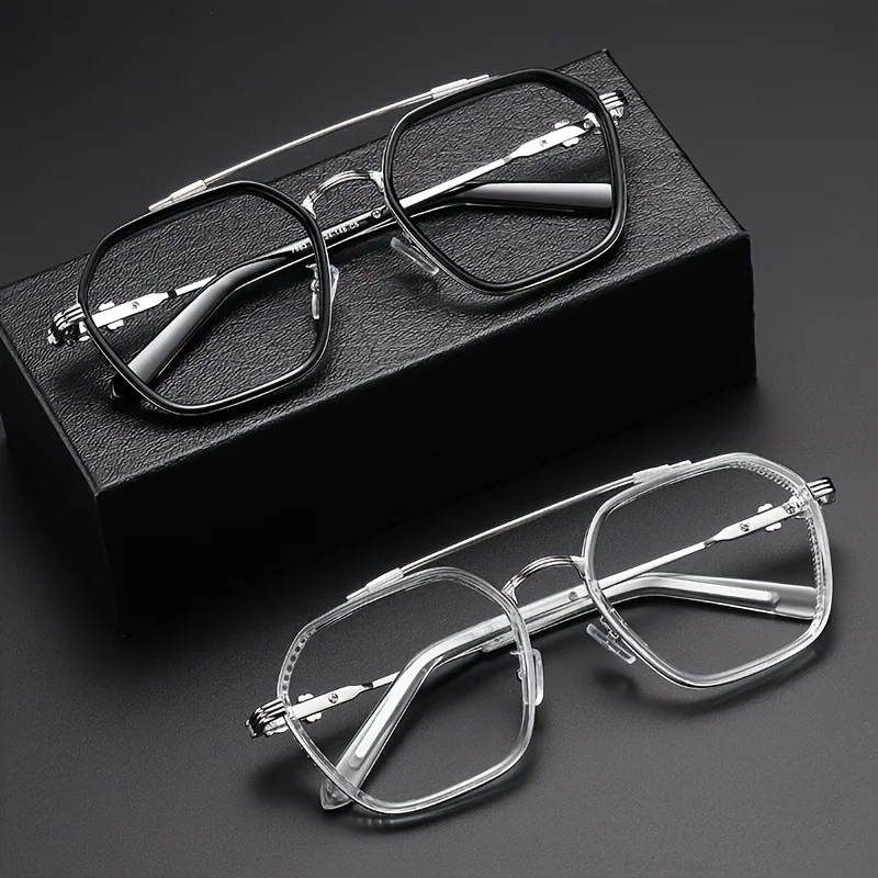Klassische quadratische Anti-Blaulicht-Brille zum Lesen von Büchern, Vintage-Brille für Damen und Herren, Korrektionsbrille, Computerbrille – Detail 2