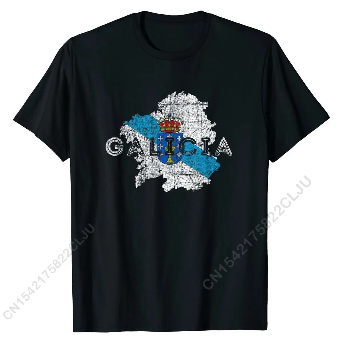 Galician Map And Flag - Distressed Galicia Souvenir T-Shirt Mens New Coming Summer Tops Shirt Cotton Top T-shirts Europe