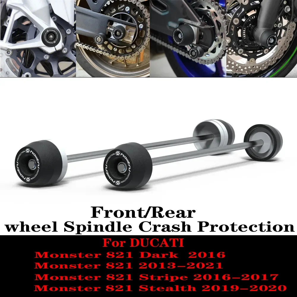 Protección contra choques de husillo de rueda delantera y trasera para Ducati Monster 821 / Dark / Stripe / Stealth / 2013-2020