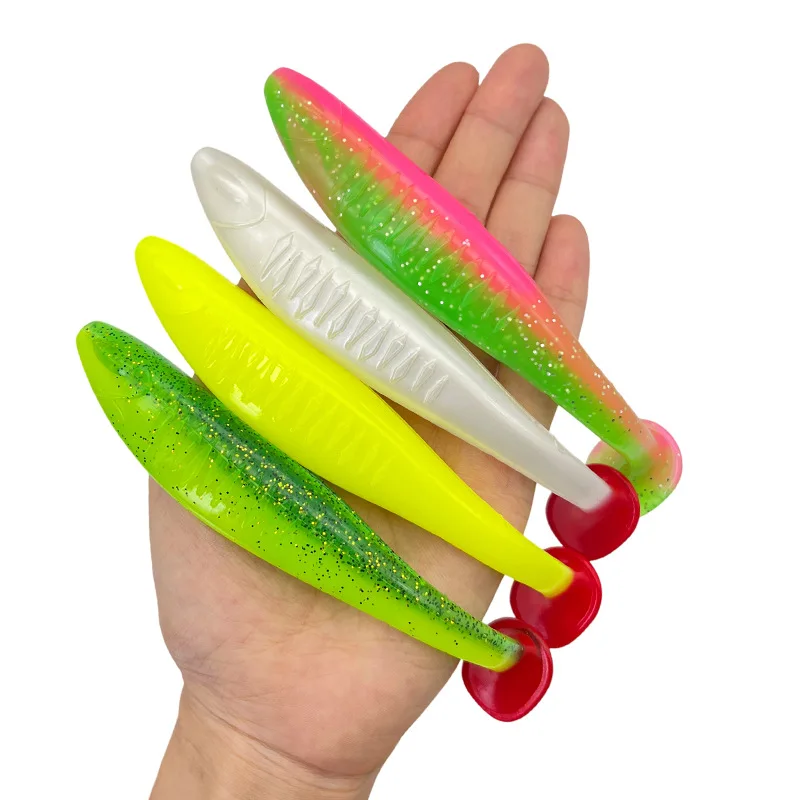 

4pcs 5 Colored 18.5g Big Soft Worm Lures Silicone Swimbait Bait Sea Fish Pva Wobblers Goods for Fishing Artificial Tackle