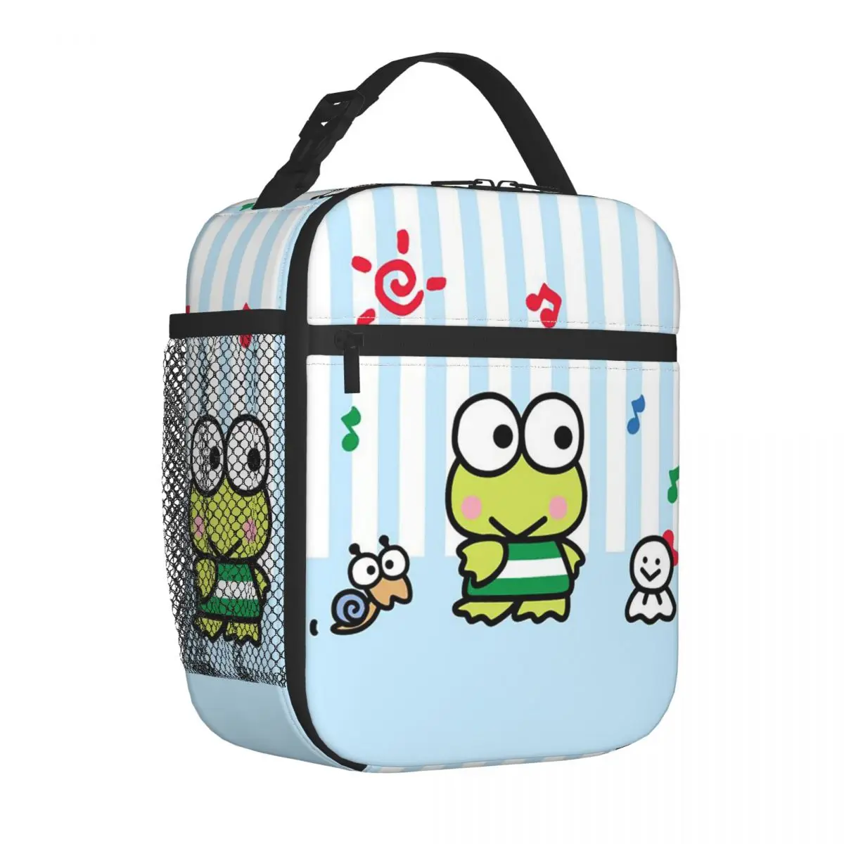 Custom Kawaii Keroppi Lunch Bag Thermal Cooler Insulated Lunch Box for Children School Food Portable Tote Bags