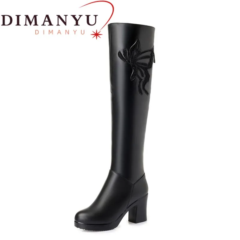 

DIMANYU Women Knee High Boots 2024 New Winter Genuine Leather Fur Women Over The Knee Boots Fashion Long Boots Women