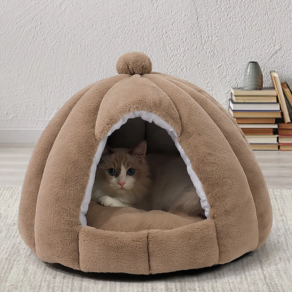 Cat Bed Cat House Pet Bed Domed Soft Cat Bed Cushion Mat Sleeping Bed Protection Warm Resting Room