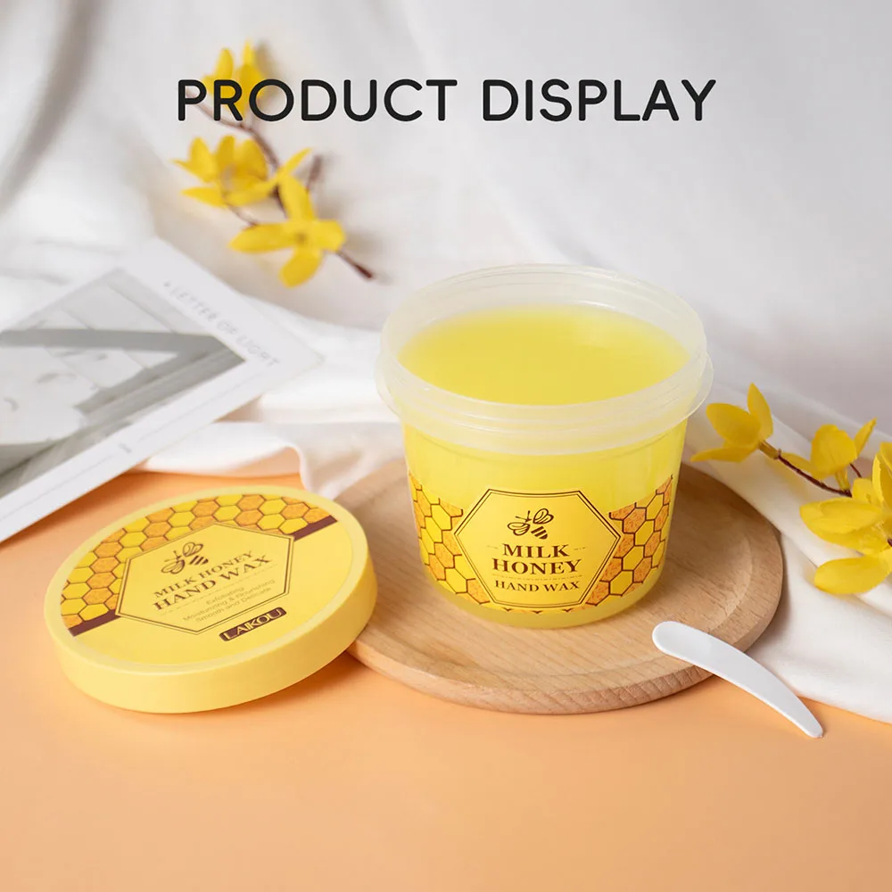 LAIKOU 300g Milk Honey Peel Off Hand Wax, Nourishing Moisturizing Hand Mask for Rough Dry Skin, Exfoliating Hydrating Hand Care
