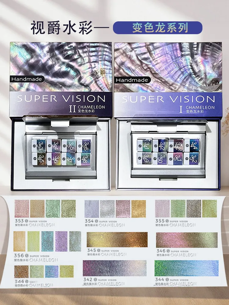 Shijue Chameleon Solid Aquarell Pigment Set 8-Farben Natürliches Glimmer Perlglanzpigment Nagelpigment Monochrom Packung