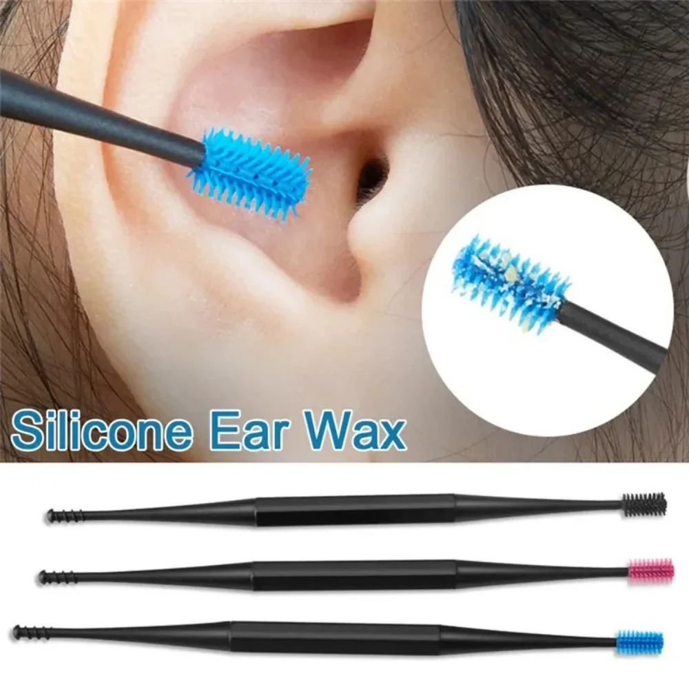 Double Silicone Soft Head Rotary Screw Earpick Ear Picking Tool Massage Ear Cleaner Earscoop Rod