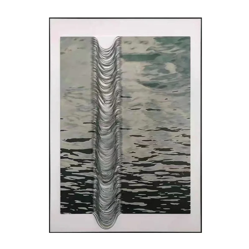 Leather physical painting, modern light luxury restaurant entrance living room sofa background wall decorative painting