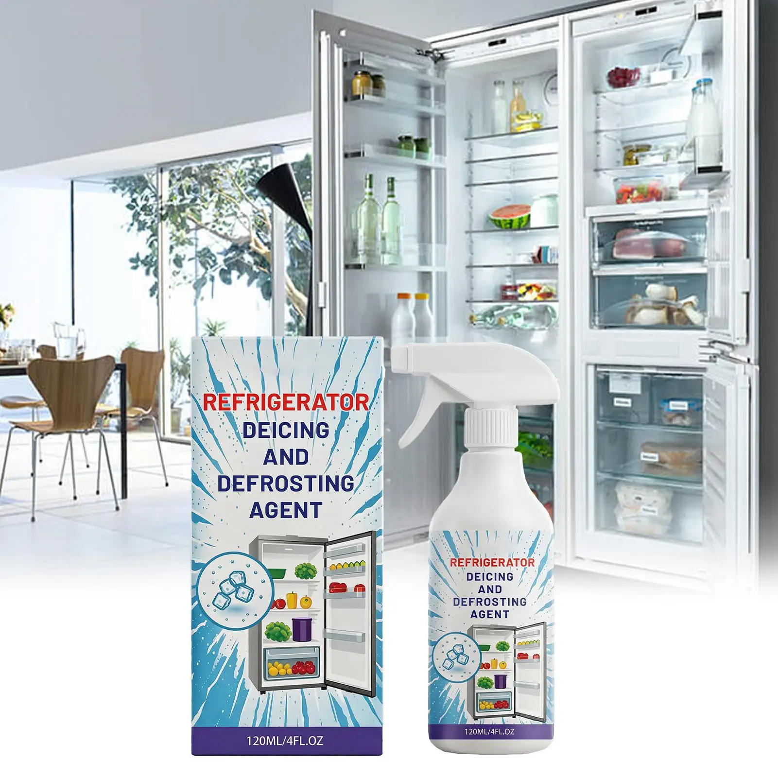 120ml Fast-Acting Ice Melting Spray Defrosts Freezers Windshields Locks, Multi-Surface Frost Remover For Home Car Restaurant ﻿