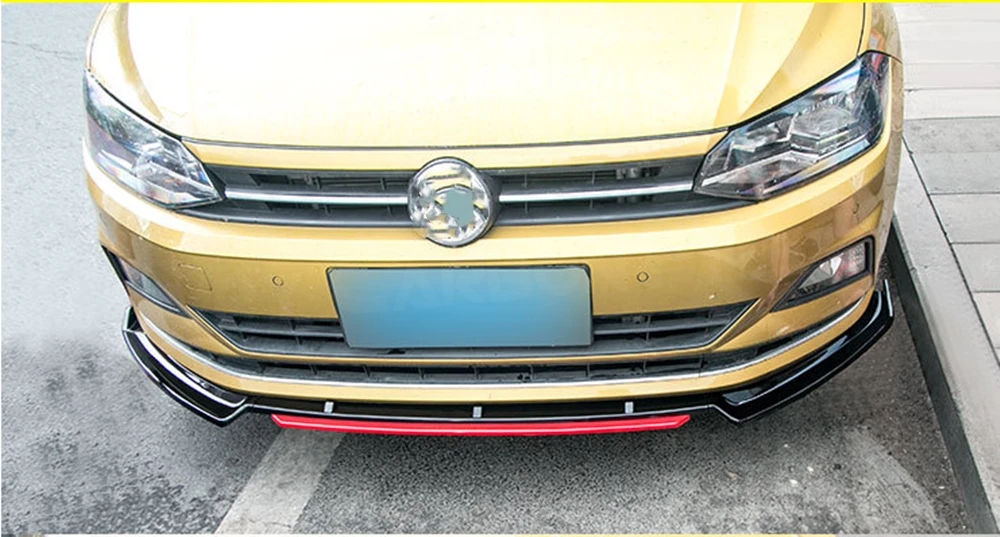 

JCYECF ABS Front Bumper Lip Spoiler For Volkswagen Polo Plus 2019 Head Chin Shovel Protector 3PCS/Set 4PCS/Set Car Styling