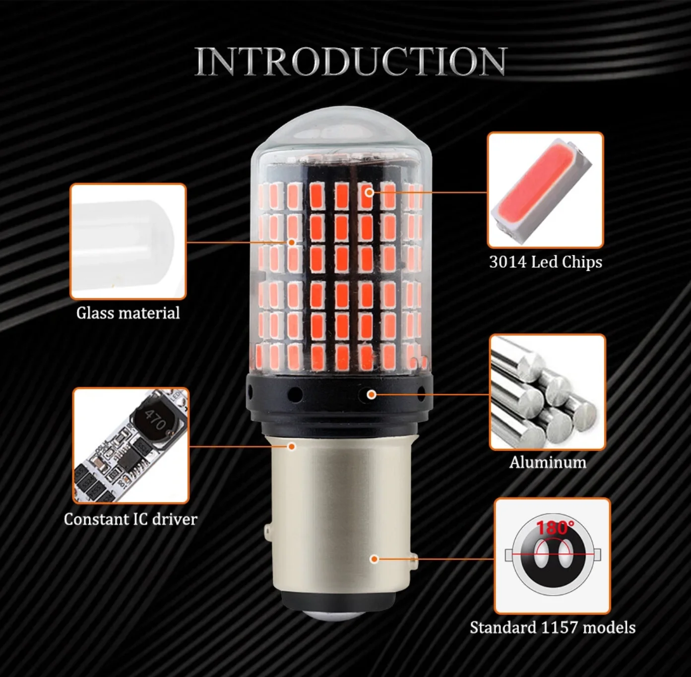 2개 레드 P21W 1016 94 BAY15D 1157 7528 LED 3014 144SMD 자동차 브레이크 전구 12V