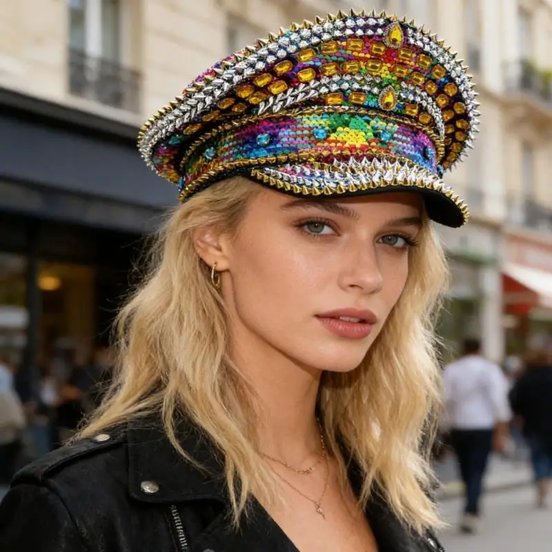 

P9FE Lightweight Party Hat With Rhinestones And Design Comfortable Baseball Cap