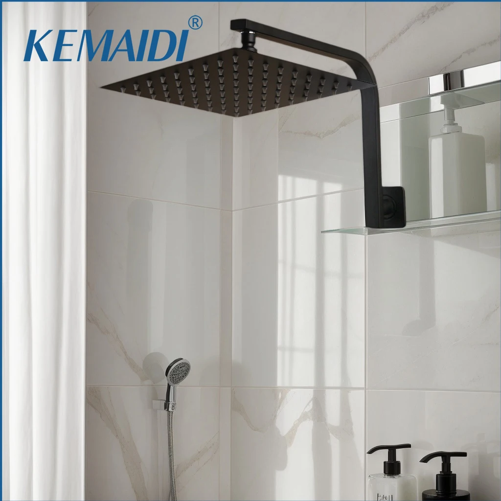 

KEMAIDI дождевая насадка для душа с душевым кронштейном для ванной комнаты, черный душевой набор в форме лебедя, настенные квадратные душевые насадки