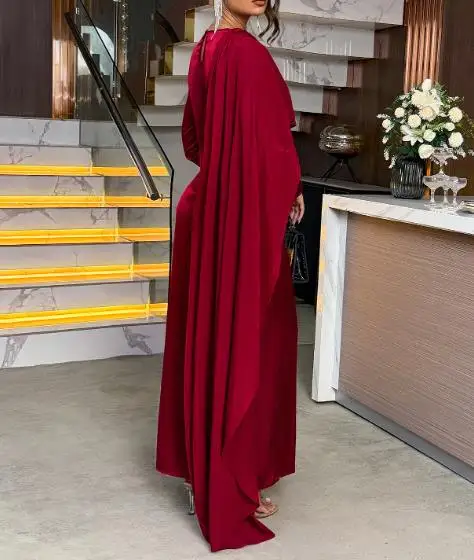 

Womens Dresses 2025 Spring Autumn New Solid Color Elegant Temperament Round Neck Long Sleeved Hip Hugging Long Dress