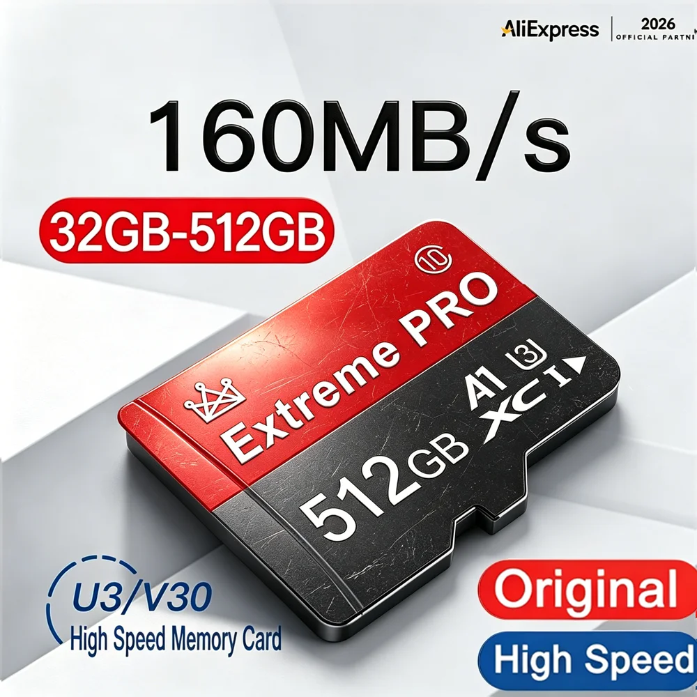 High-Speed Memory Card 128GB 256GB 512GB Micro SD TF UHS-I U3 V30 A2 for GoPro DJI Drone Aerial Photography