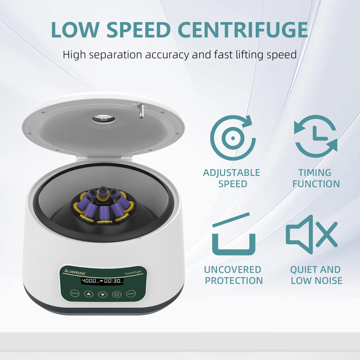 LABHOUSE LC-400 RP PRF Centrifuge Machine, 500-4000 RPM, 1717×g, Plasma, 8×2ml/5ml/10ml, 4×15ml, Lab Benchtop Centrifuge with Digital Speed & Timer 30sec-99min