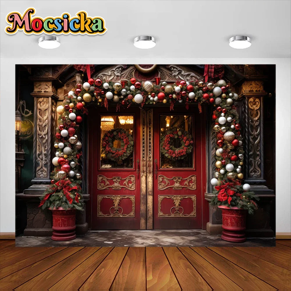 Mocsicka التصوير خلفية الشتاء عيد الميلاد نافذة المنزل بريق شجرة عيد الميلاد الاطفال الأسرة صورة ديكور خلفية استوديو الصور