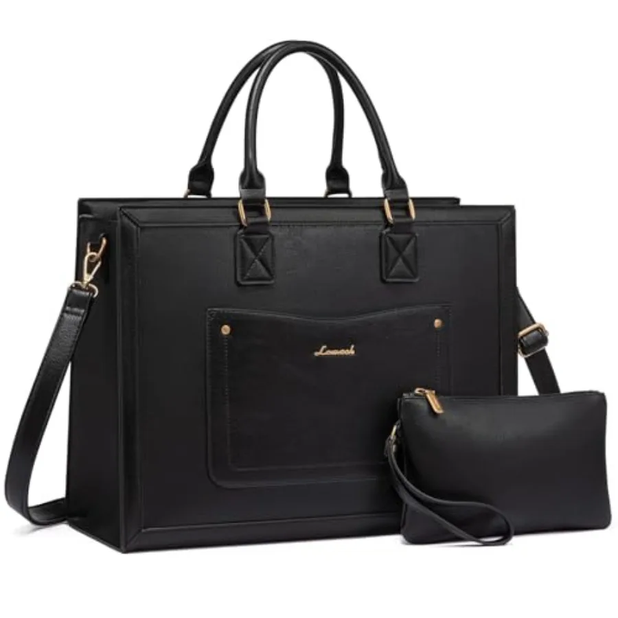 

Laptop Tote Bag for Women, Work Bags, Vtage Leather Tote Bag, Waterproof Computer Bags with Clutch Purse, Large Capacity Messen