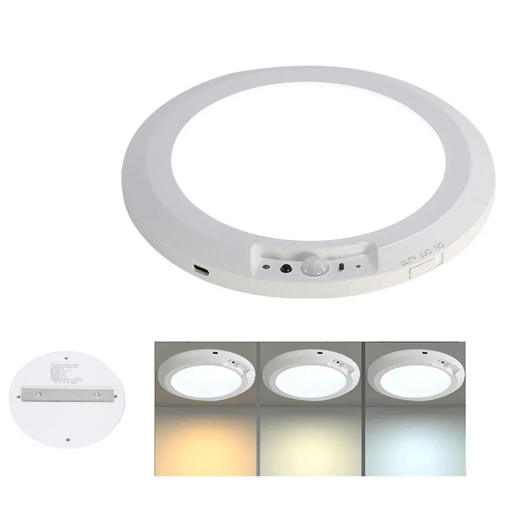 

Round Motion Sensor Lights 3 Color Wireless induction Ceiling Light Motion Activated with Remote Control Night Light Garage