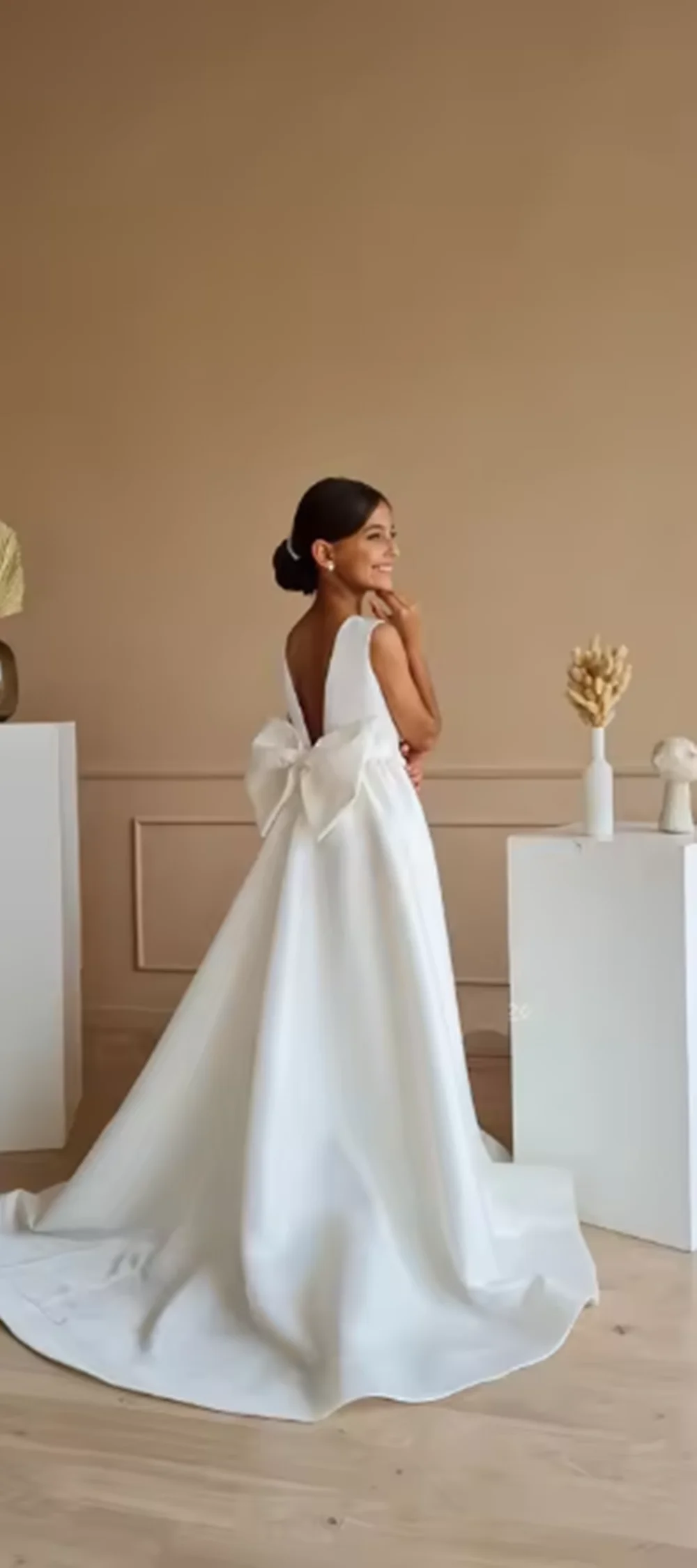 Sukienki dla dziewczynek sypiących kwiatki na wesele, szyte na miarę, w kolorze kości słoniowej, satynowe, do ziemi, z kokardą, na formalne okazje, Pierwsza Komunia, sukienka dla druhny.