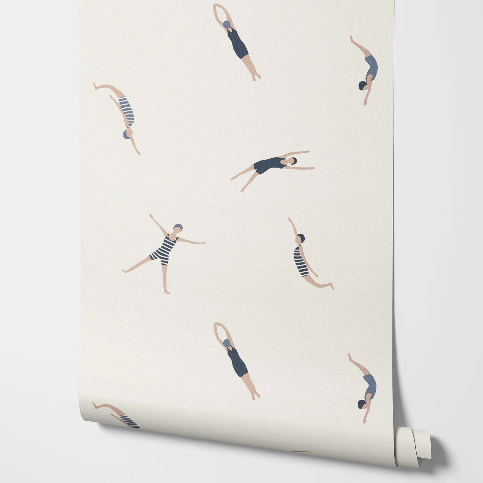 Funny Swim In White Background Wallpaper,Wall Stickers Decoration Adhesive For Room Decoration /Tradition Non-woven Paper Wall