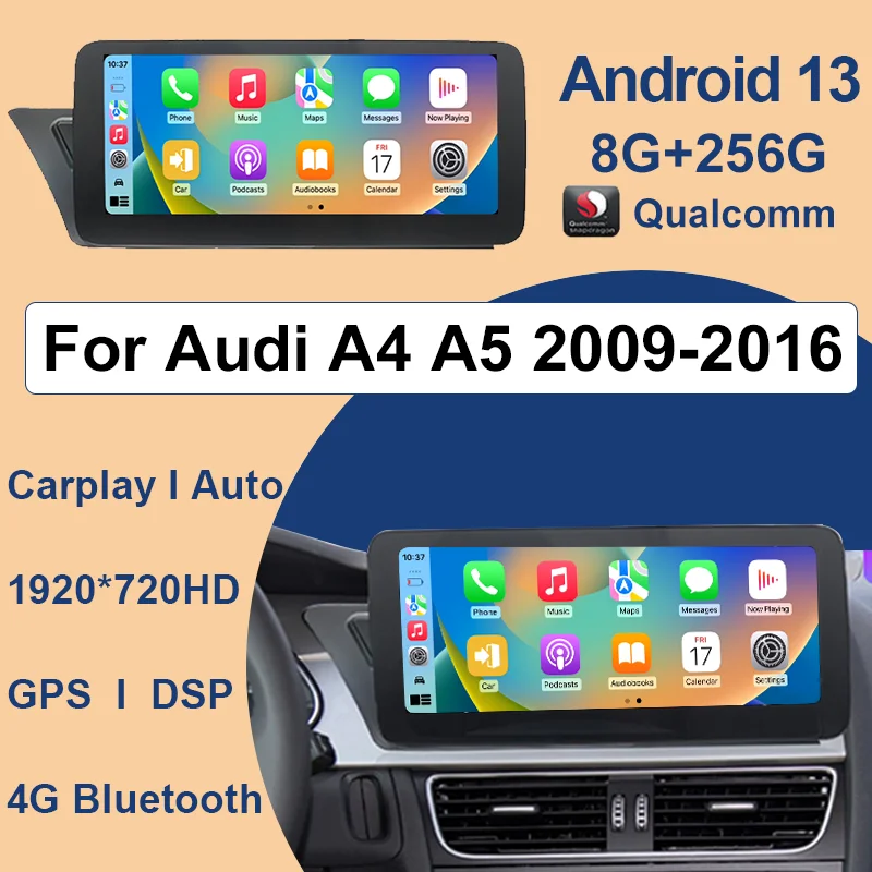 

Factory Price 8G+256G For AUDI A4 A5 B8 12.5" Car Video Players Android13 AUTO Apple Carplay GPS Navigation Central Multimedia