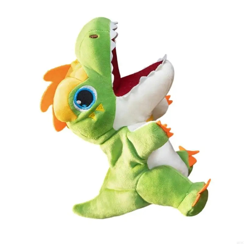 M89c Cartoon Dinosaur Hand Puppet adorabile giocattolo peluche Regalo per narrazione della bocca