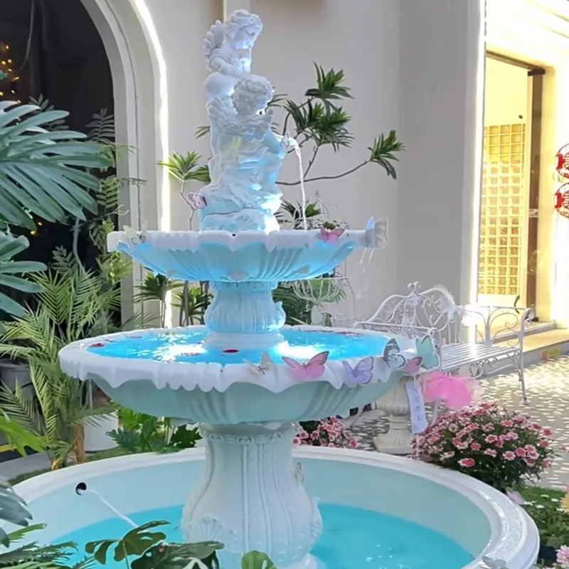 Garden hotel villa outdoor courtyard decoration flowing water wedding sculpture angel wishing pool
