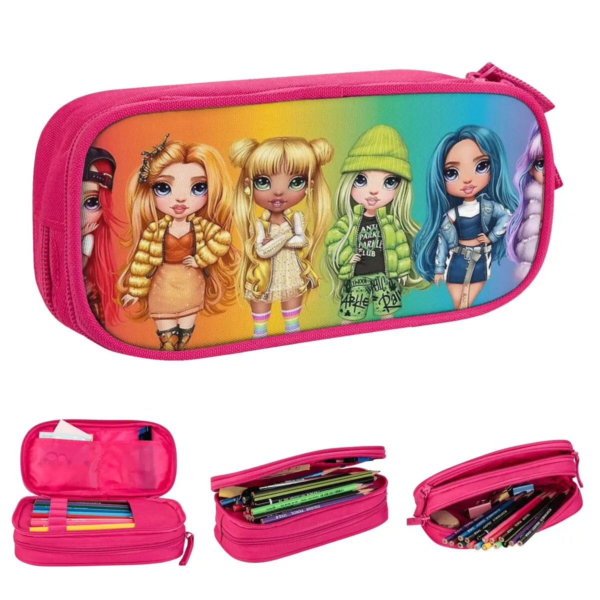 Rainbow High Pencil Case Fashion Pen Box Bag Girl Boy Big Capacity School Supplies Gift Pencil Box