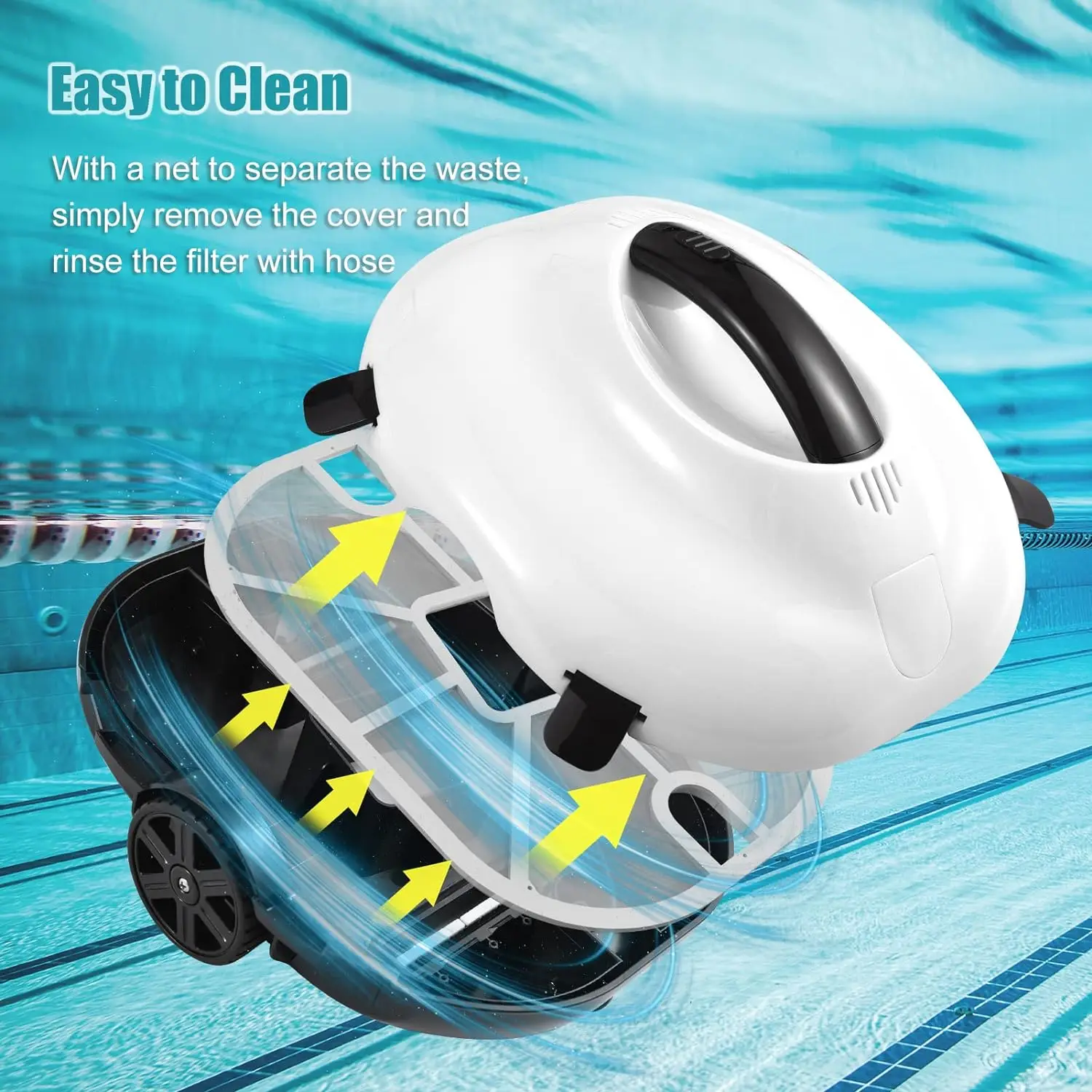 US Stock Cordless Robotic Pool Cleaner Rechargeable Li-Ion Battery Routing for Tile, PVC, Mosaic, Concrete