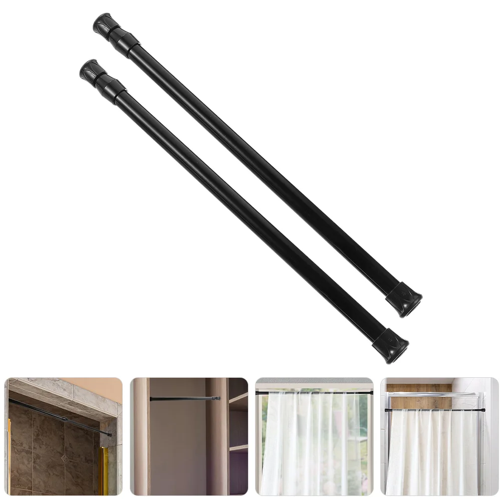 

2 Pcs Shower Curtain Rod Tension Window Curtains Telescopic Rods Adjustable Heavy Bathroom