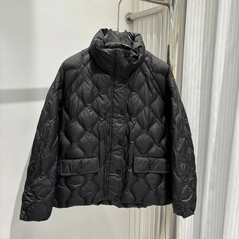 Schinteon المرأة الأبيض بطة أسفل سترة عادية الوقوف طوق دافئ الخريف الشتاء أبلى معطف الموضة جودة عالية 2025 جديد