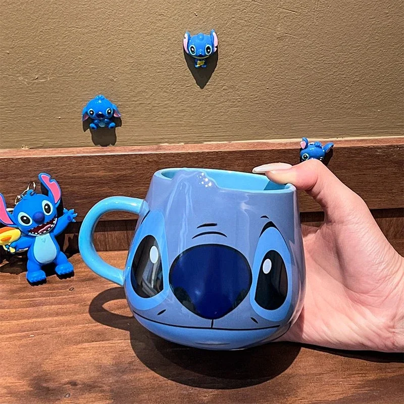 Disney Stitch Lilo and Stitch animation peripheral cartoon high-looking ceramic belly cup coffee cup girl heart birthday gift