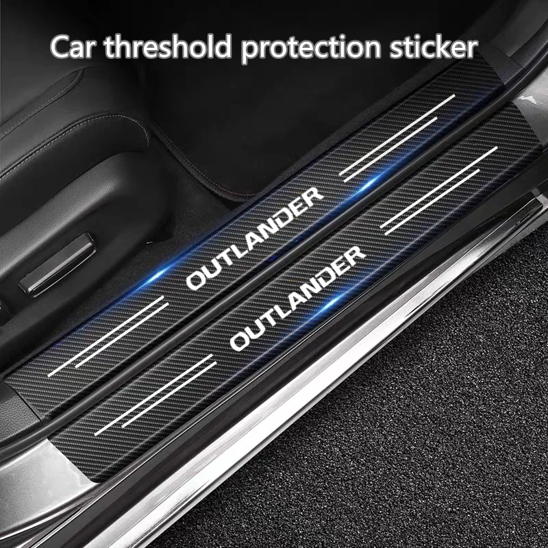 60X7CM Carbon Fiber Car Door Threshold Protective Sticker For Mitsubishi Outlander 1 2 3 CUOW CWOW CWO 2003-2021 2012 2013 2014